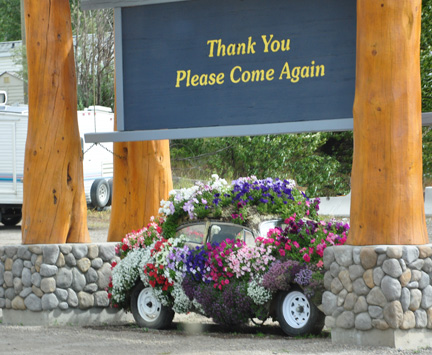 car covered with flowers