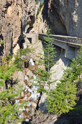 the water, road, cliffs