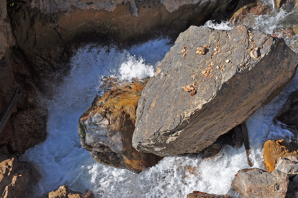 rocks and swirling water