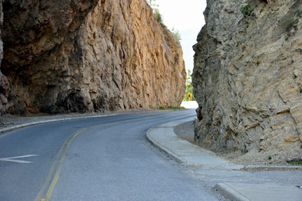 road and cliff