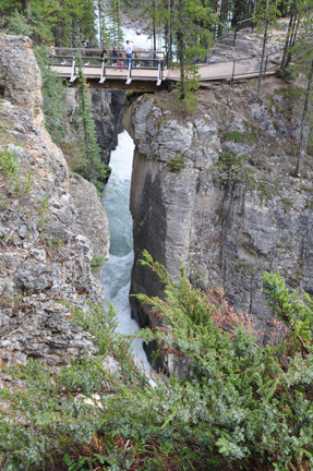 Looking back at the bridge from the upper cliff