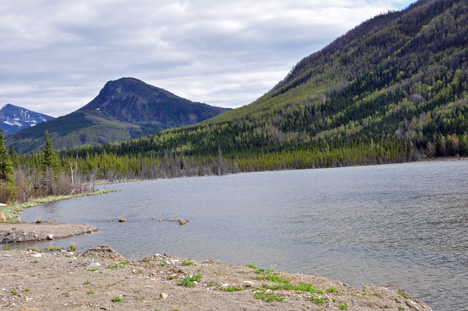 mountain and lake