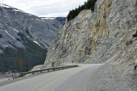 curvy road around the mountains at Summit Lake
