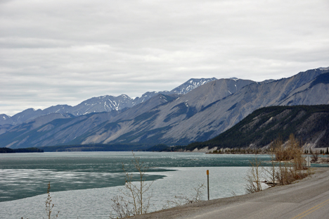 Muncho Lake partially frozen