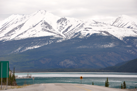 Muncho Lake partially frozen