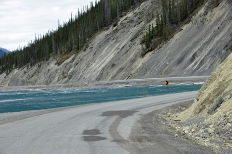 Muncho Lake partially frozen