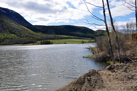 mountain and lake