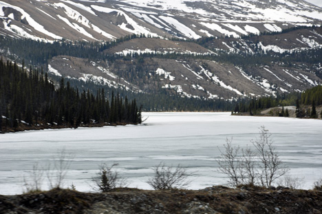 Summit Lake partially frozen