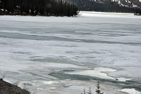 Summit Lake partially frozen