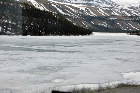 Summit Lake partially frozen