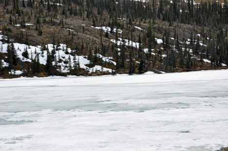 Summit Lake partially frozen