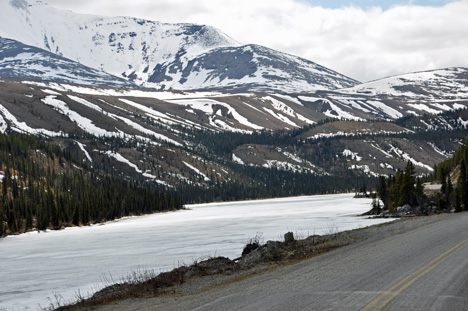 Summit Lake partially frozen