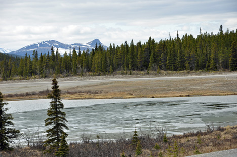 Summit Lake partially frozen