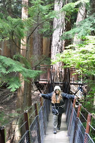 Karen Duquette on one of the lower bridges