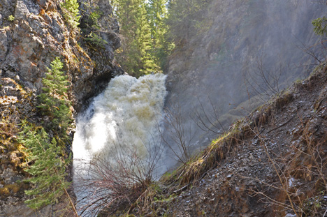 a close up of the falls