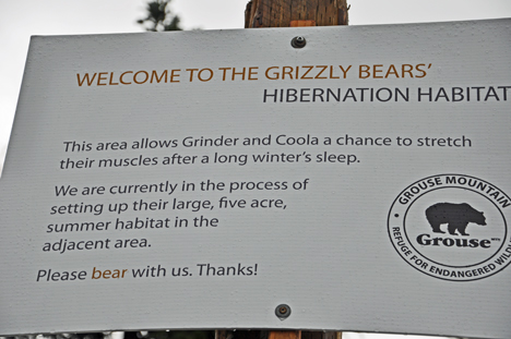 sign - welcome to the grizzly bear's hibernation habitat