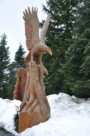 an eagle carving