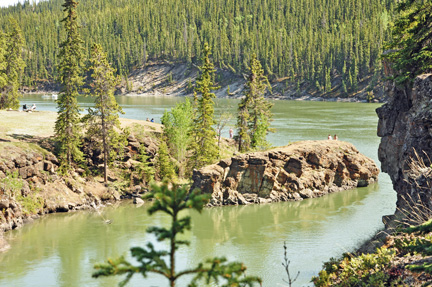 a great rock as seen from the bridge