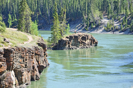 a great rock as seen from the bridge