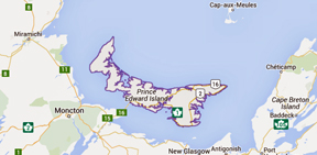 map showing location of PEI