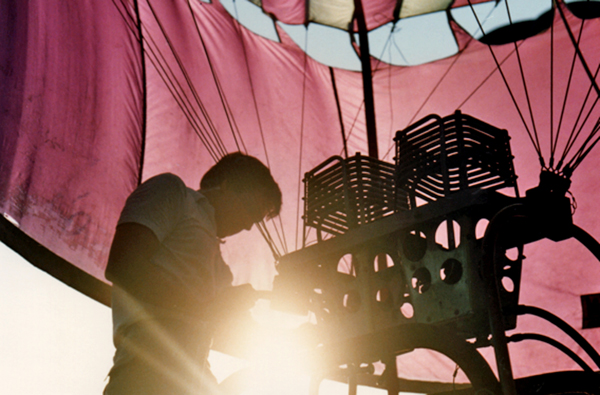 firing up the hot air balloon