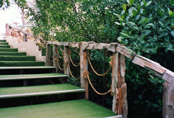 stairs formed a bridge across the water