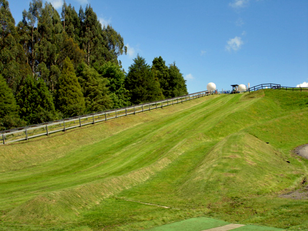 Zorbing balls going up the hillside