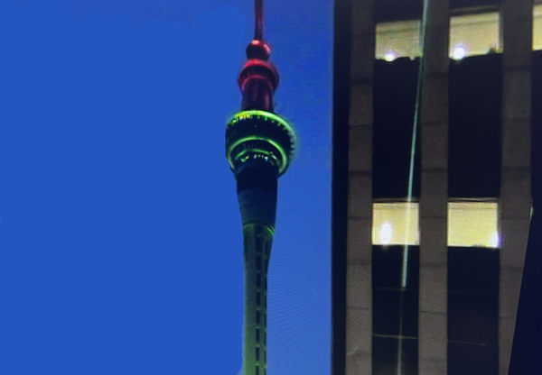Looking back up at the Skytower