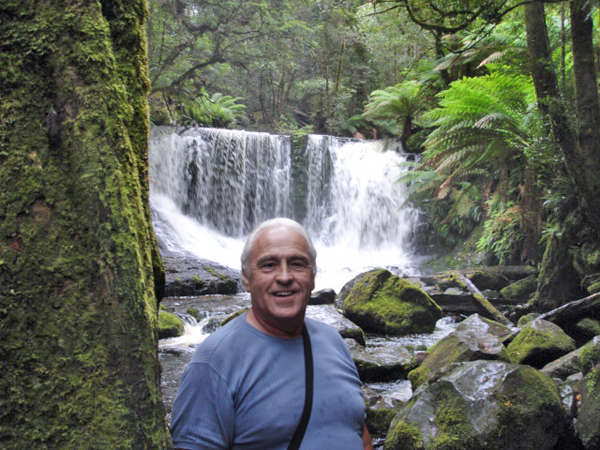 Lee Duquette and a waterfall