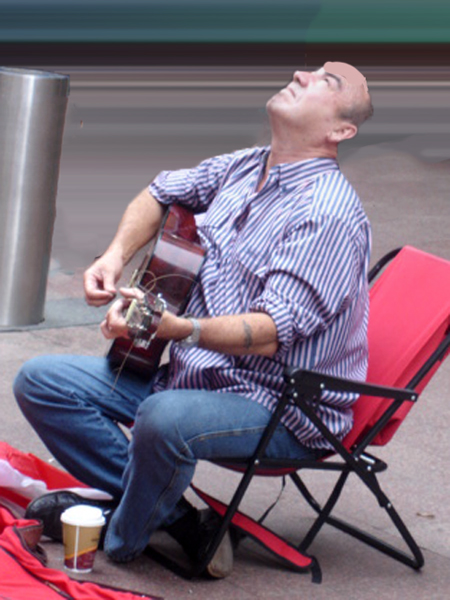 A singer outside the mall