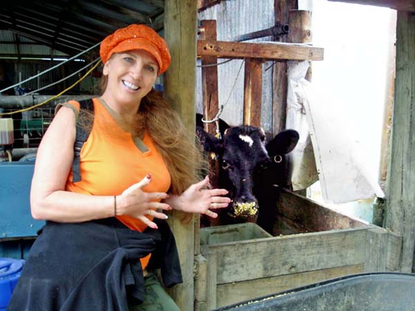Karen Duquette and a cow