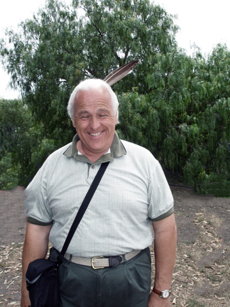 Lee Duquette with a feather in his hair