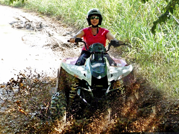 Karen Duquette in the mud