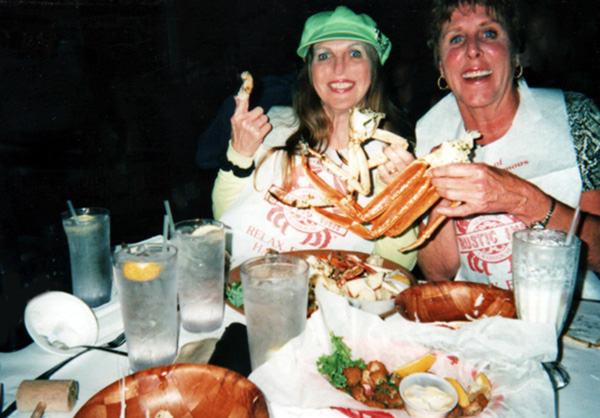 Karen and Sharon with crab legs