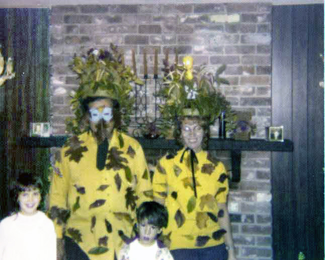 Lee and Karen Duquette dressed up as trees