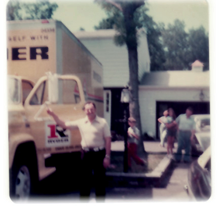Lee Duquette with the rental truck