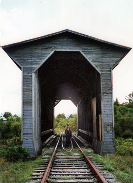 Karen Duquette in the Fisher Covered Bridge