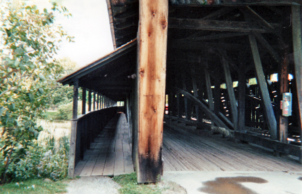 covered biridge with a walkway