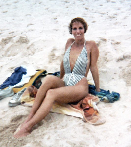 aren Duquette on the beach in 1982