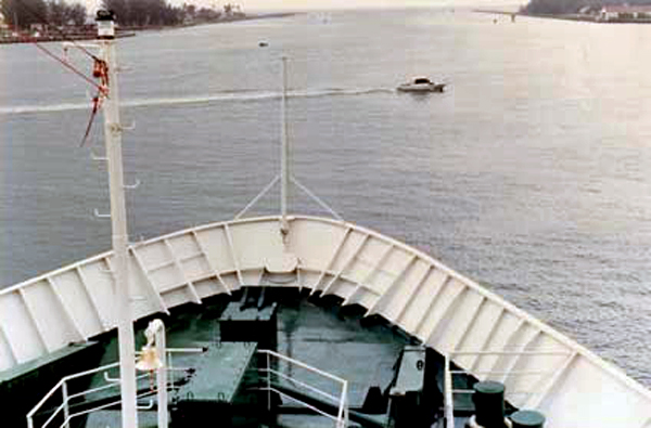 view from the bow of the ship