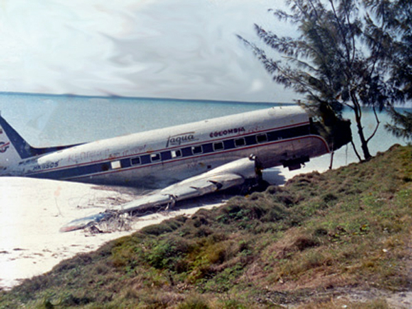 a Tagua airplane left on the beach