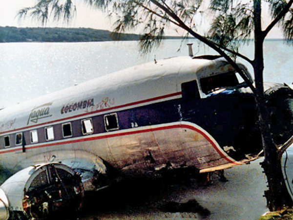 a Tagua airplane left on the beach