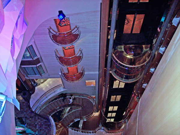 looking down at an elevator