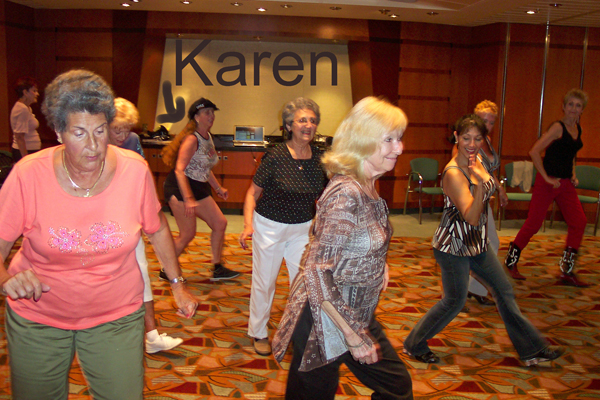 Karen Duquette and the line dancers