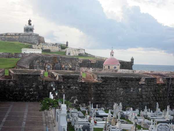 the Santa Maria Magdelena de Pazzis Cemetery and the fort