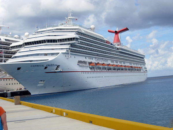 Carnival Freedom cruise ship in port in Cozumel