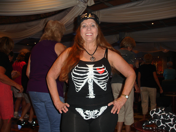 Karen Duquette's skeleton outfit