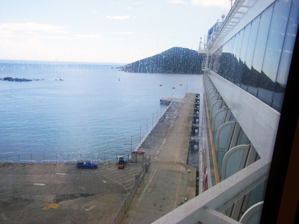 view of St. Thomas from the cruise ship 