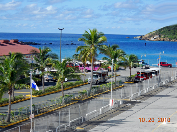 view of St. Thomas from the cruise ship