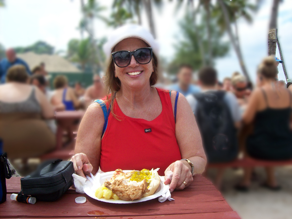 Karen Duquette and her plate of food